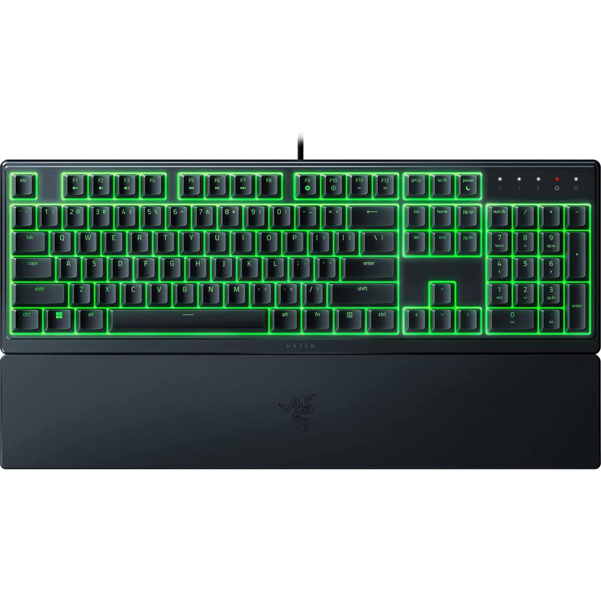 Razer Ornata V3 X Gaming Low-Profile Keys Silent Membrane Switches Spill Resistant Chroma RGB Lighting Ergonomic Wrist Rest - Black