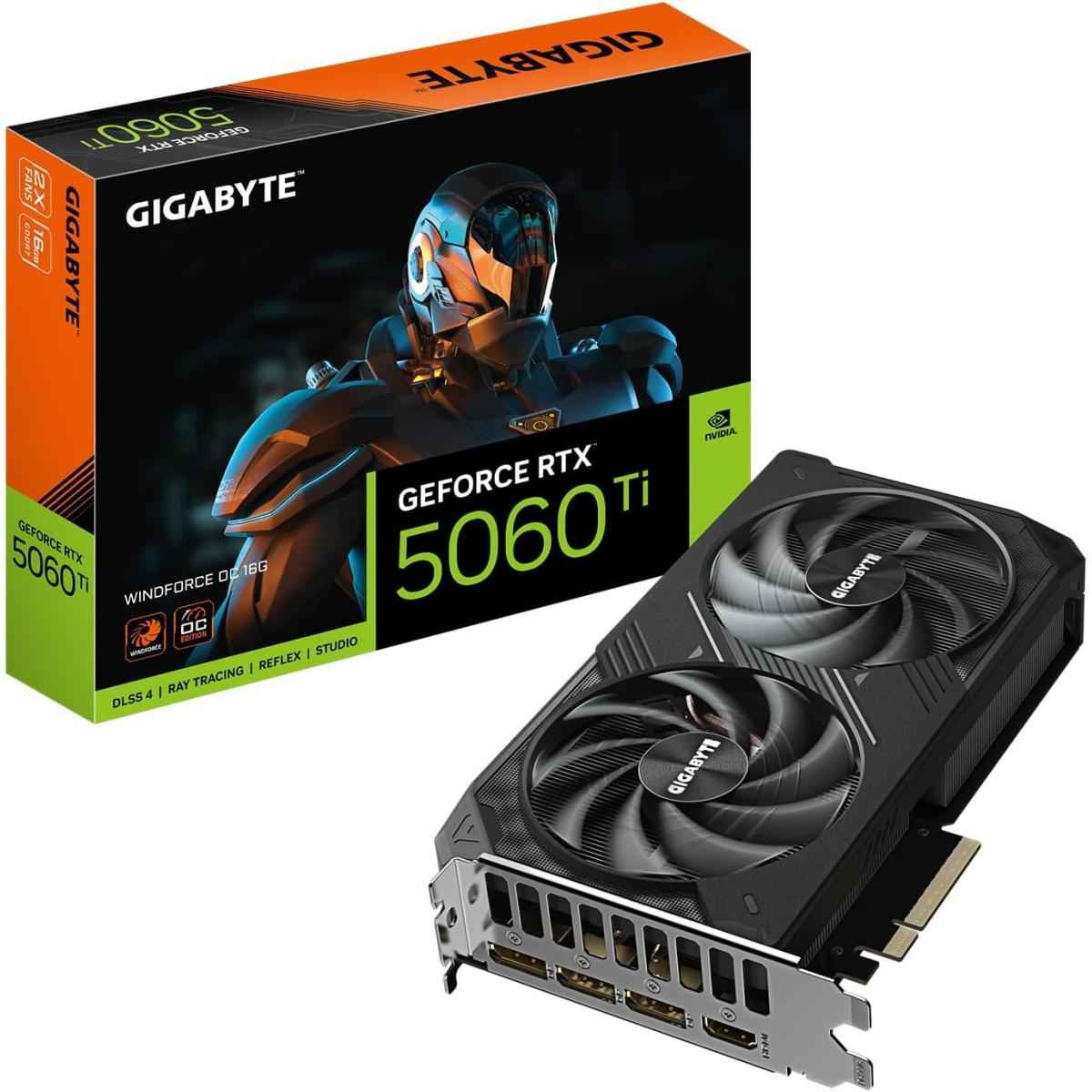 GIGABYTE GeForce RTX 5060 Ti WINDFORCE OC 16GB GDDR7 - Graphics Card | GV-N506TWF2OC-16GD |