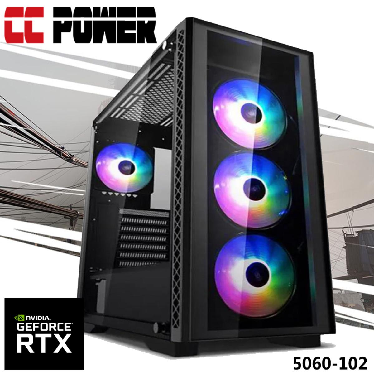 CC Power 5060-102 Gaming PC NEW 14Gen Intel Core i5 10-Cores w/ Nvidia RTX 5060 8GB DDR7 & Advanced Air Cooler