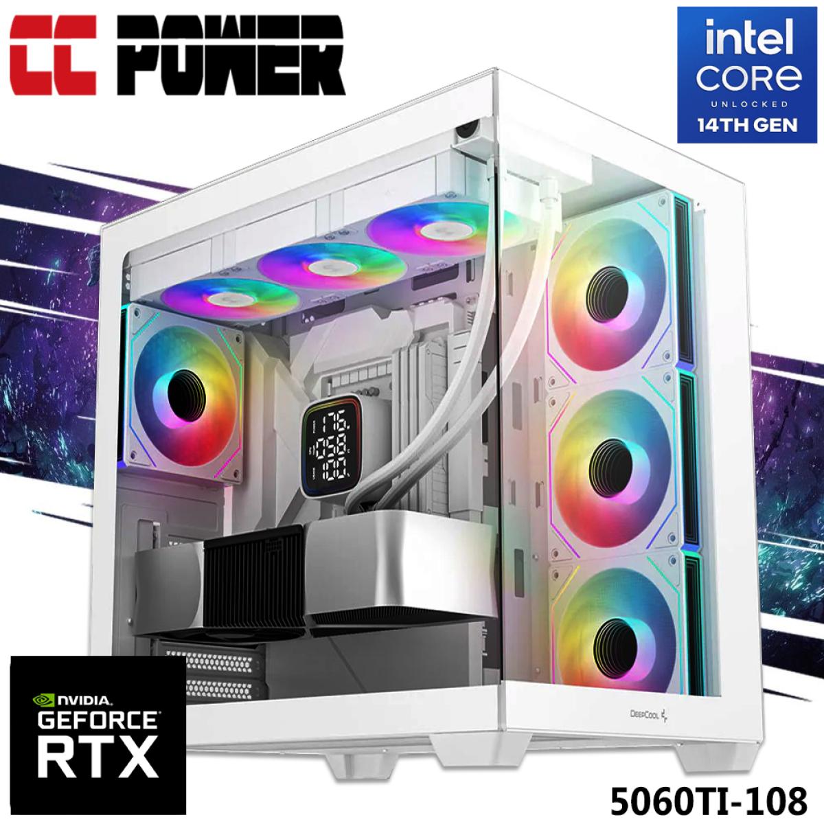 CC Power 5060TI-108 Gaming PC 14Gen Intel Core i7 K-Series 20-Cores w/ Nvidia RTX 5060 TI 16GB DDR7 & Liquid Cooling