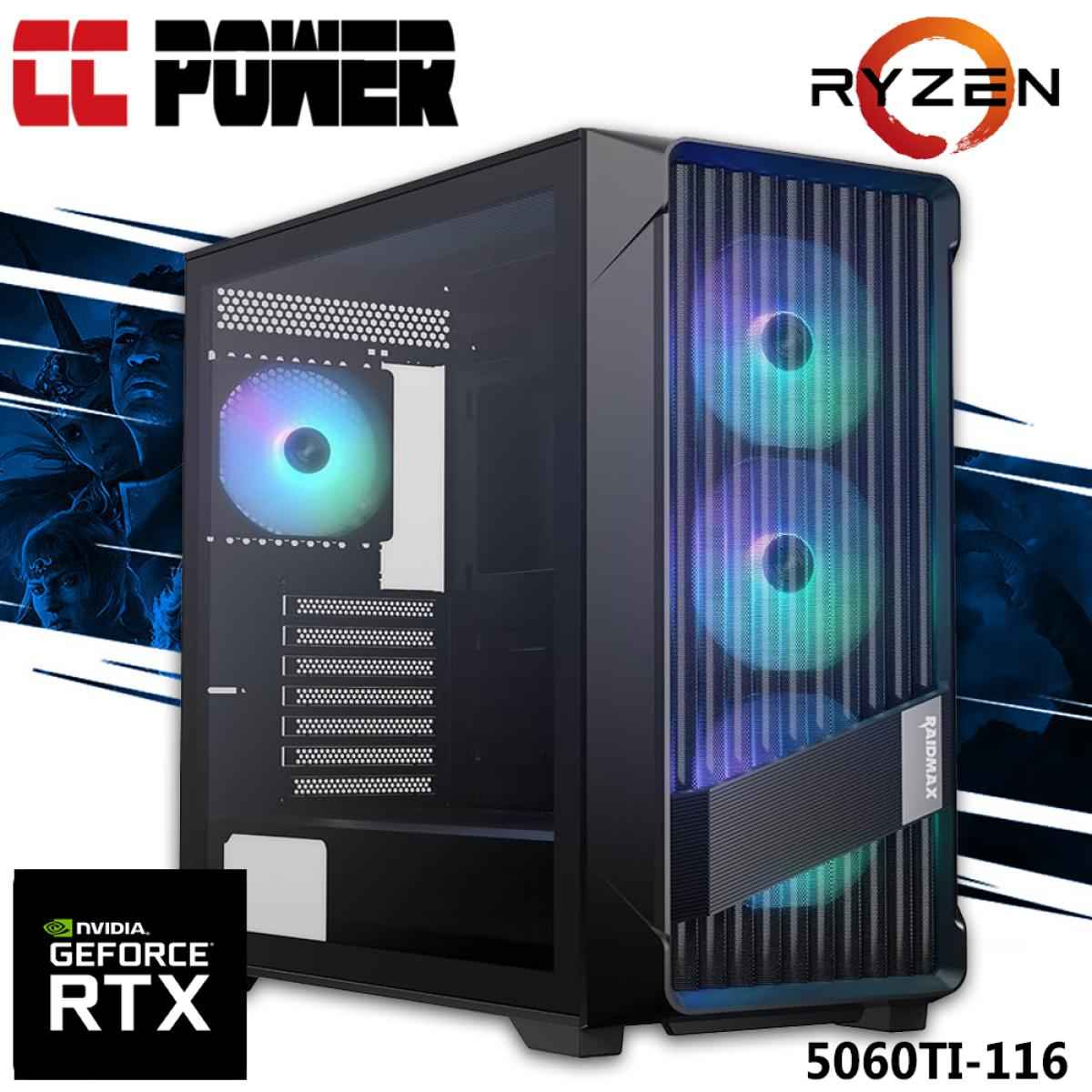 Cc Power 5060ti 116 Gaming Pc New 9gen Amd Ryzen 9 9900x 12 Cores W/ Nvidia Rtx 5060ti 16gb Ddr7 W/ Ddr5 Memory & Advanced Air Cooler