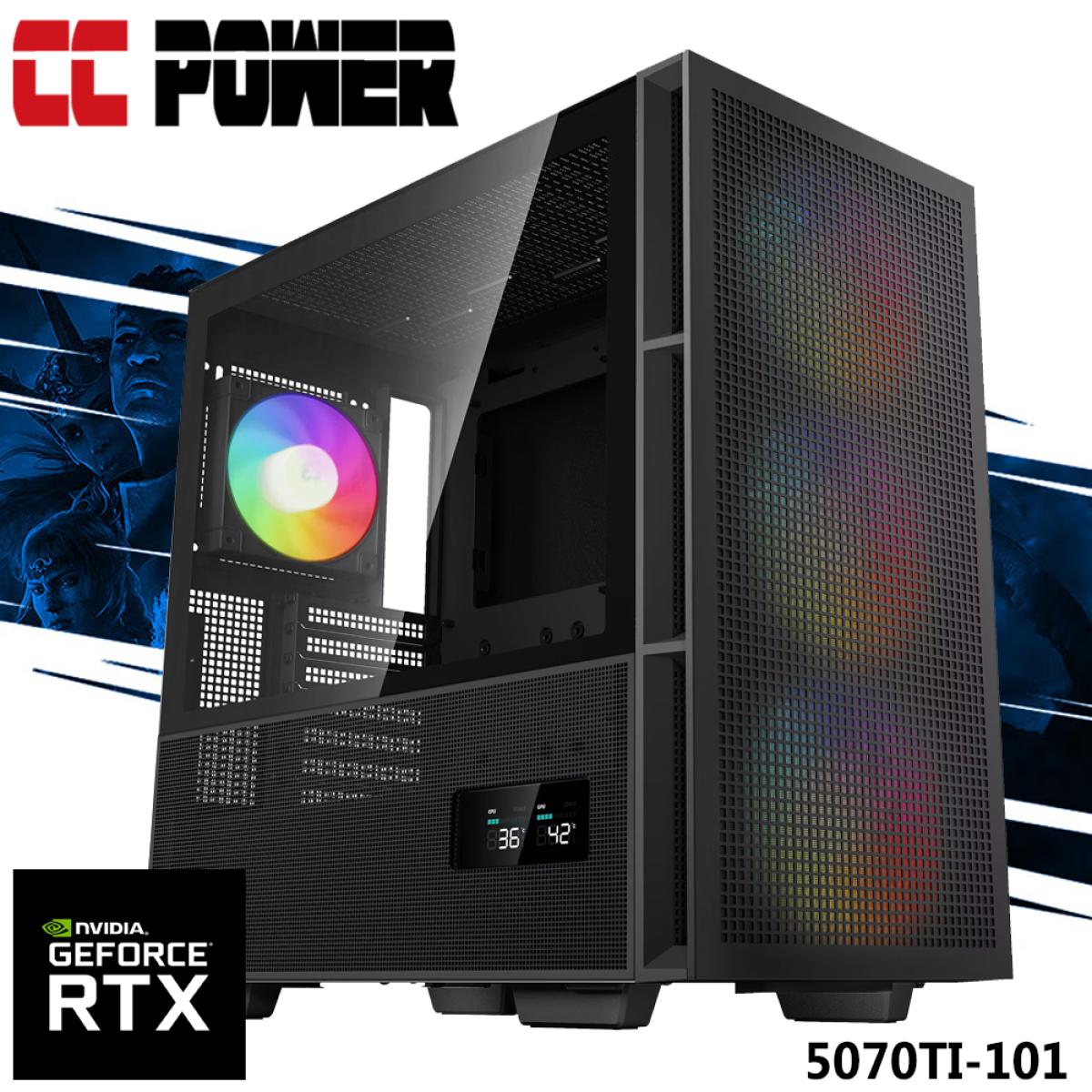 CC Power 5070TI-101 Gaming PC NEW Intel Core Ultra 7 K-Series 20-Cores w/ Nvidia RTX 5070 TI 16GB DDR7 & Liquid Cooler