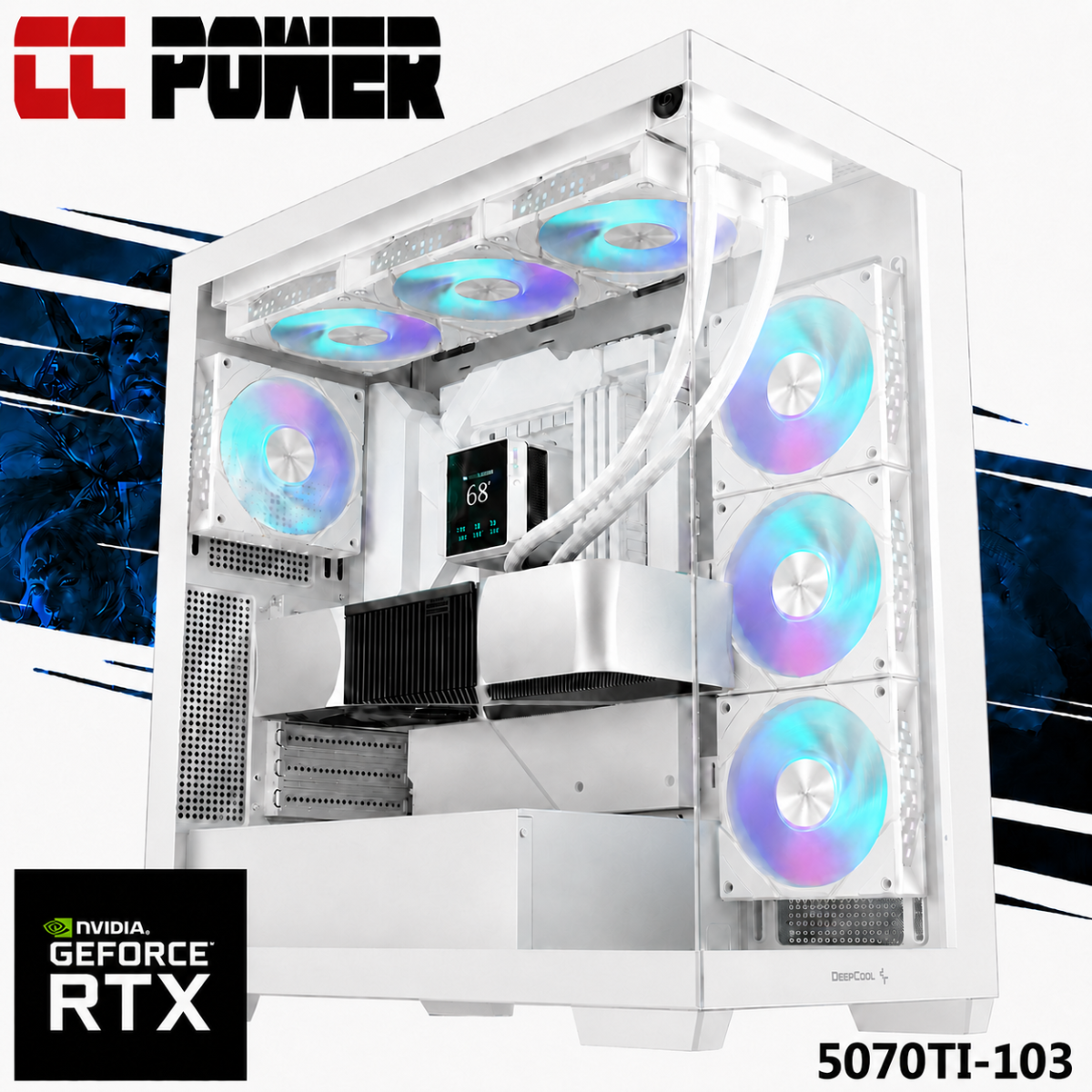 CC Power 5070TI-103 Gaming PC 14Gen Intel Core i9 K-Series 24-Cores w/ Nvidia RTX 5070 TI 16GB & Liquid Cooler