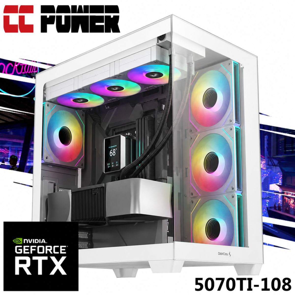 CC Power 5070TI-108 Gaming PC 14Gen Intel Core i7 20-Cores w/ Nvidia RTX 5070 TI 16GB DDR7 & Advanced Air Cooler