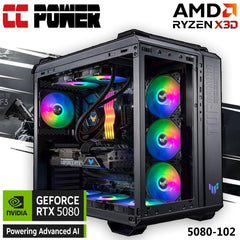 Powered By Asus 5080 102 Gaming Pc New 9gen Amd Ryzen 7 9800x3d 8 Cores W/ New Nvidia Rtx 5080 16gb & Liquid Cooler