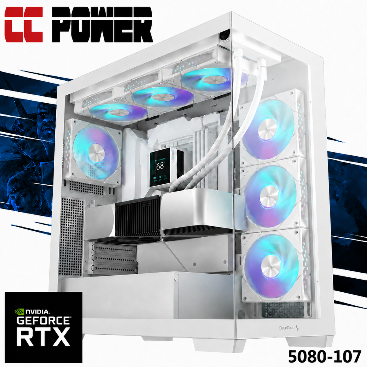CC Power 5080-107 Gaming PC NEW 9Gen AMD Ryzen 9 9950X 16-Cores w/ Nvidia RTX 5080 16GB DDR7 w/ DDR5 Memory & Liquid Cooler