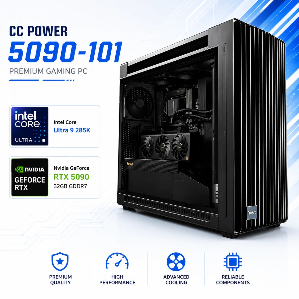 CC POWER 5090-101 Gaming PC | Intel Core Ultra 9 285K | Nvidia GeForce RTX 5090 32GB | 64GB DDR5 | 2TB NVMe