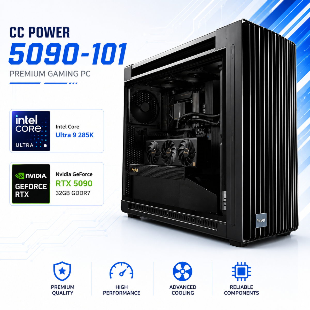 CC POWER 5090-101 Gaming PC | Intel Core Ultra 9 285K | Nvidia GeForce RTX 5090 32GB | 64GB DDR5 | 2TB NVMe