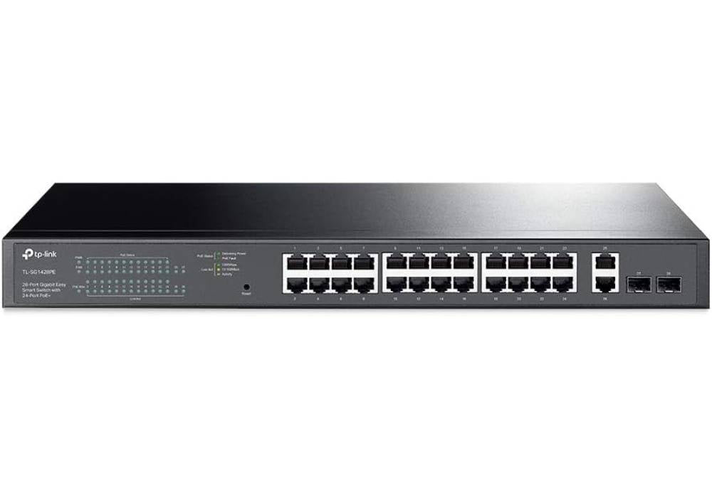 TP-Link TL-SG1428PE 28-Port Gigabit Easy Smart Switch, 24 Port Gigabit PoE+ Switch - Easy Smart Managed, 24 PoE+ Ports @250W, 2 SFP Slots, Auto Recovery, QoS, VLAN, IGMP, LAG