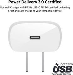 Belkin Dual USB-C 1x Up to 30W - White