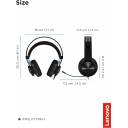 Lenovo Legion H300 Stereo Gaming Headset, Noise-Cancelling Mic, Memory Foam & PU Leather Earcups, Stainless Steel Headband, PC, PS4, Xbox One, Nintendo Switch, Mac, GXD0T69863, Black