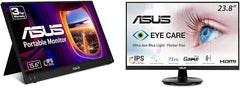 ZenScreen 15.6” 1080P Portable Monitor (MB16ACV) - Full HD, IPS, Eye Care, Flicker Free & VA24DQ 23.8” Monitor, 1080P Full HD, 75Hz, IPS, Adaptive-Sync/FreeSync, Eye Care