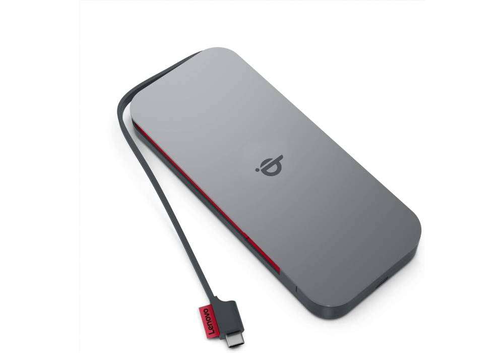 Lenovo Go Wireless Mobile Power Bank (10000 mAh Capacity) 30W max Output - Wireless Qi Fast Charging up to 15W - Built-in Overcharge Protection - Model PBLG1W - Storm Grey