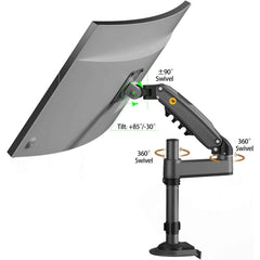 North Bayou (NB H100) Ergonomic Desk Mount Single Monitor Arm, Up To 17-30" Size & 2-9kg Weight, Horizontal Or Vertical 360° Rotation, Vesa 75mm x 75 mm To 100mm x 100mm Mounting Hole