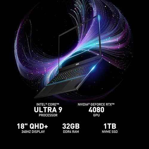 Stealth 18 AI Studio 18” 240Hz QHD+ Gaming Laptop: Intel Ultra 9-185H, NVIDIA Geforce RTX 4080, 32GB DDR5, 1TB NVMe SSD, Cooler Boost 5, Win 11: Black A1VHG-019US