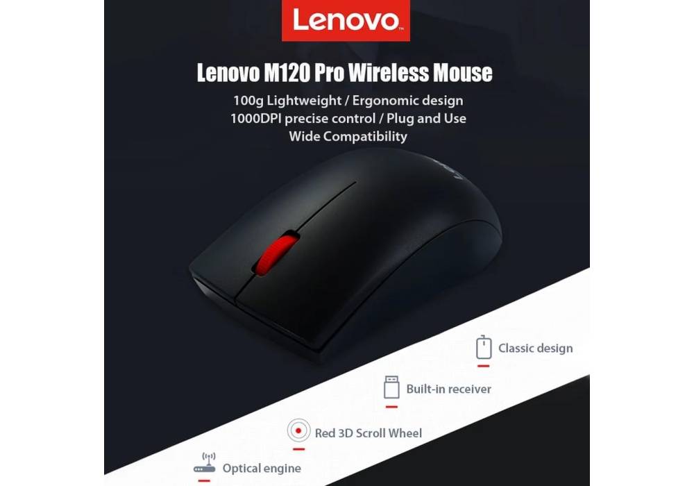 Lenovo M120 Pro Wireless Optical Mouse - Black