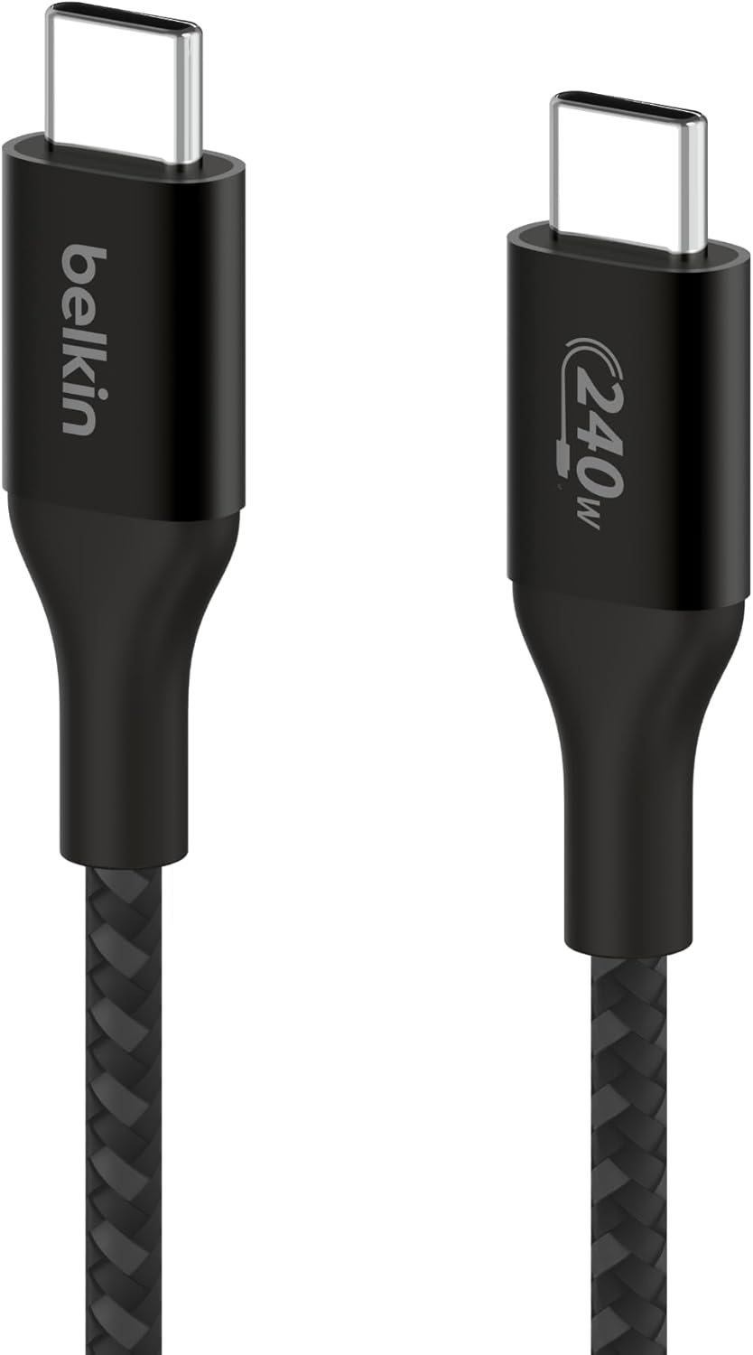 Belkin BoostCharge USB-C to USB-C Power Cable 2M Fast Charging with 240W Power Delivery, USB-IF Certified - Black