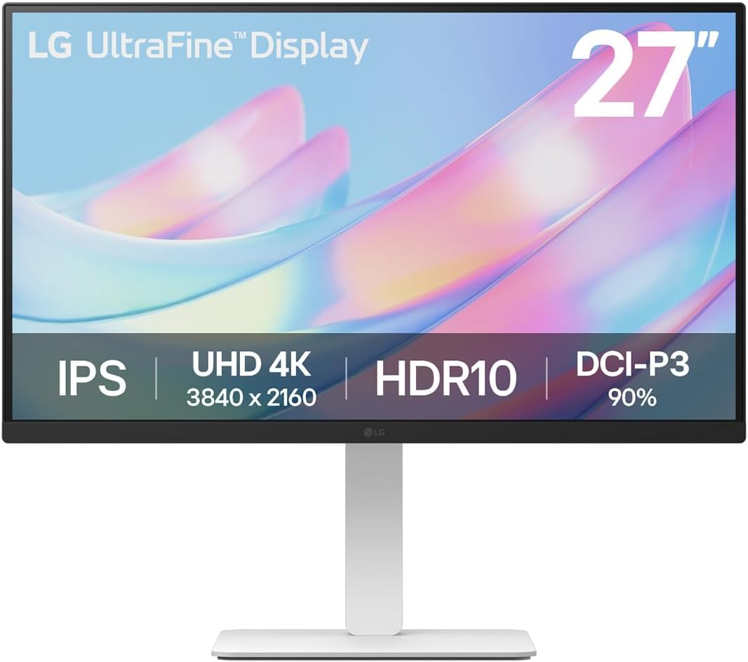 LG UltraFine Monitor 27US550-4K UHD IPS 27 inch, 60Hz, 5ms, DCI-P3 90%, 10bit, HDR10, Flicker safe & Reader Mode, Smart Energy Saving, Height-Tilt-Pivot-Swivel Adjustment, DP1.4, HDMI - White