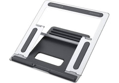 Promate Laptop Stand, Ergonomic Aluminum Multi-Level Notebook Stand up to 17 Inches with Anti-Slip Pads, Heat Dissipating and Foldable Design for MacBook Pro, Tablets, Notebooks, DeskMate-5 Silver