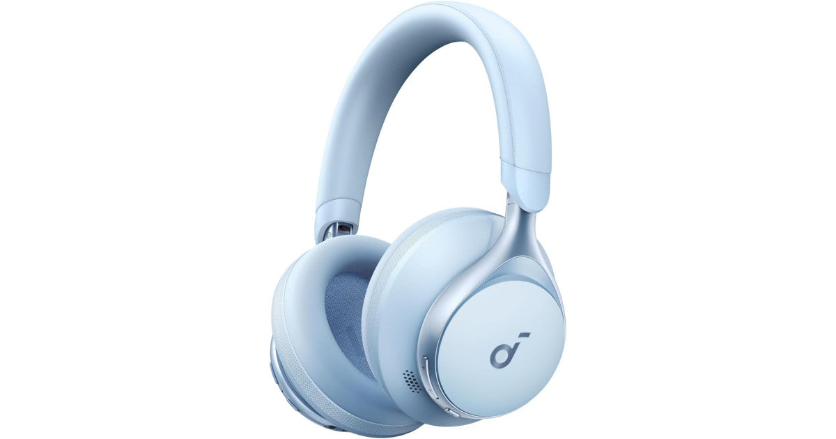 Soundcore by Anker, Space One, Active Noise Cancelling Headphones, 2X Stronger Voice Reduction, 40H ANC Playtime, App Control, LDAC Hi-Res Wireless Audio, Comfortable Fit, Clear Calls, Bluetooth 5.3, Sky Blue