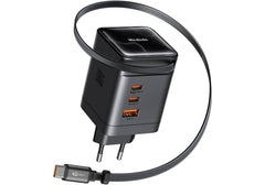 Mcdodo CH-847 100W GaN Charger Retractable Cable, 3 USB Type C + 1 USB A Ports, Built-in 65cm Cable, Smart Power Distribution for Travel/Office - 18 Months Warranty