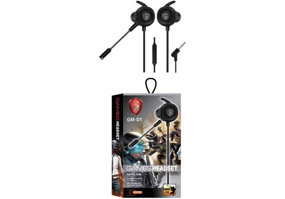 AKZ GM-D1 Wired Gaming Headset, 3.5mm plug, Nickel Plated, Ergonomic design and soft ear pads for extra comfort with High fidelity HD Microphone Compatible with PS4/Smartphone/PC (Black)