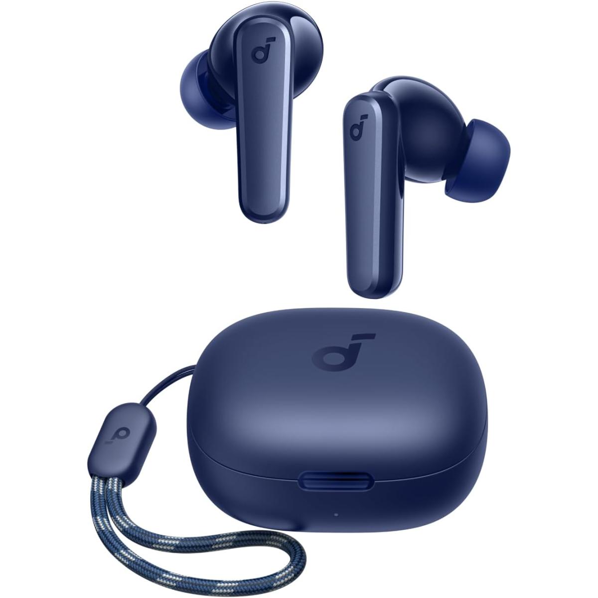 Soundcore by Anker R50 True Wireless Earbuds, 10mm Drivers with Big Bass, Bluetooth 5.3, 30H Long Playtime, Water-Resistant, 2 Mics for AI Clear Calls, 22 Preset EQs, Customization (Blue) | R50i |