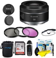 Canon RF50mm F1.8 STM for Canon Full Frame Mirrorless RF Mount Cameras [EOS R, EOS RP, EOS R5, EOS R6] Black (Lens w/BuzzPhoto Advanced Accessories Bundle)