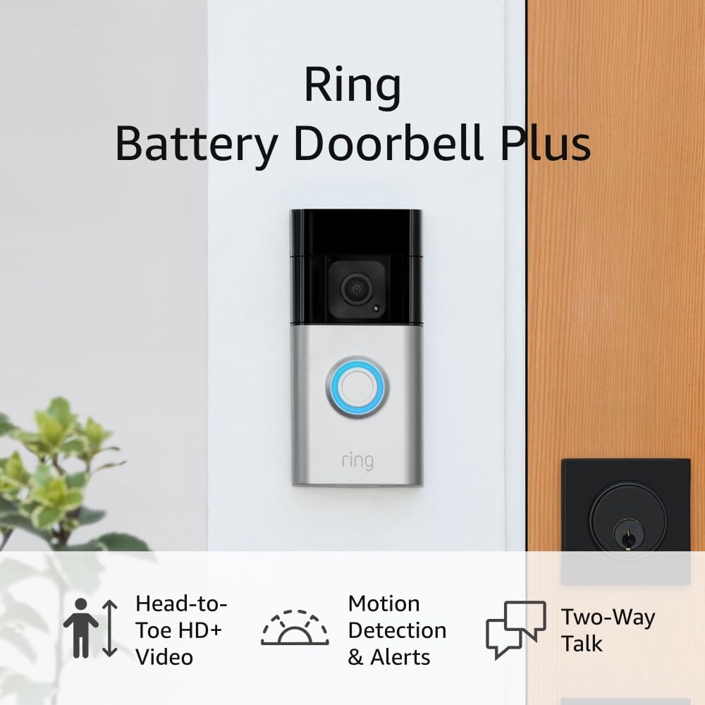 Battery Doorbell Plus | Head-to-Toe HD+ Video, motion detection & alerts, and Two-Way Talk (2023 release) with Ring Chime Pro