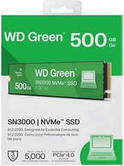 500GB WD Green SN3000 NVMe Internal SSD - Solid State Drive - Gen4 PCIe, M.2 2280, Up to 5,000 MB/s - WDS500G4G0E