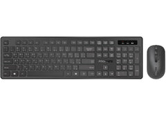 Promate Wireless Keyboard and Mouse Combo Kit, Slim Full-Size2.4Ghz Wireless Keyboard, 1600 DPI Ambidextrous Mouse, Nano USB Receiver, Quiet Keys, Angled Kickstand