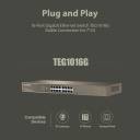 Tenda TEG1016G, 16 Port Gigabit Switch, Unmanaged Rackmount Ethernet Switch with Traffic Optimization, Plug & Play, Fanless Quiet & Metal Design Network Switch, Limited Lifetime Protection