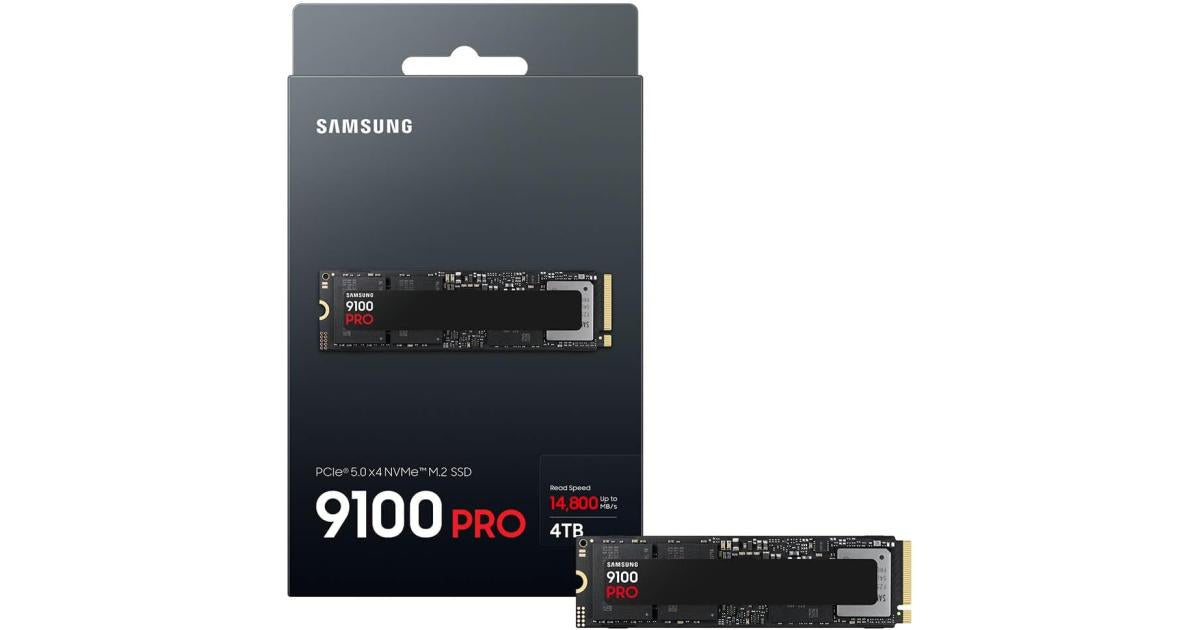Samsung 9100 PRO 4TB PCIe 5.0 NVMe M.2 SSD-Sequential Read/Write (14,800/13,400 MB/s)