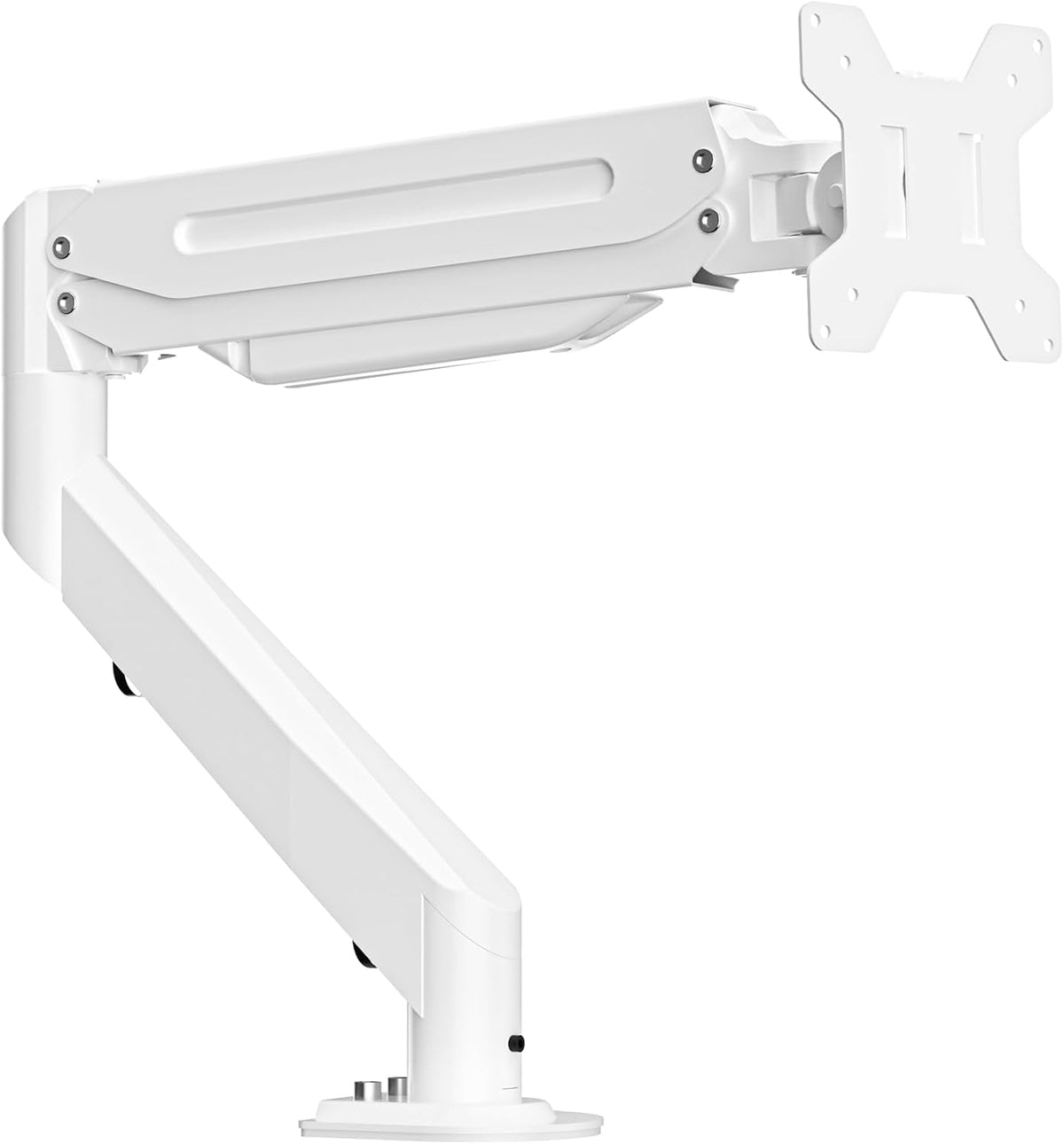 Monitor Mount Gas Spring Monitor Arm Desk Mount Fully Adjustable Fits 17 20 22 23 24 26 27 32 35 inch Monitors Weight Capacity up to 24.25 lbs, White