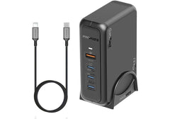Promate Laptop Charger with QC 3.0 USB Port, 140W, 100W and 30W USB-C 3.1 PD Ports, GaNPort-140W