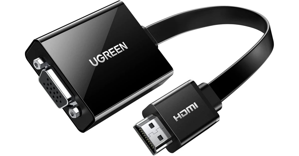 UGREEN Active HDMI to VGA Adapter – 1080p@60Hz | 3.5mm Audio Jack | HDMI Male to VGA Female | Black