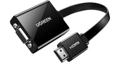 UGREEN Active HDMI to VGA Adapter – 1080p@60Hz | 3.5mm Audio Jack | HDMI Male to VGA Female | Black
