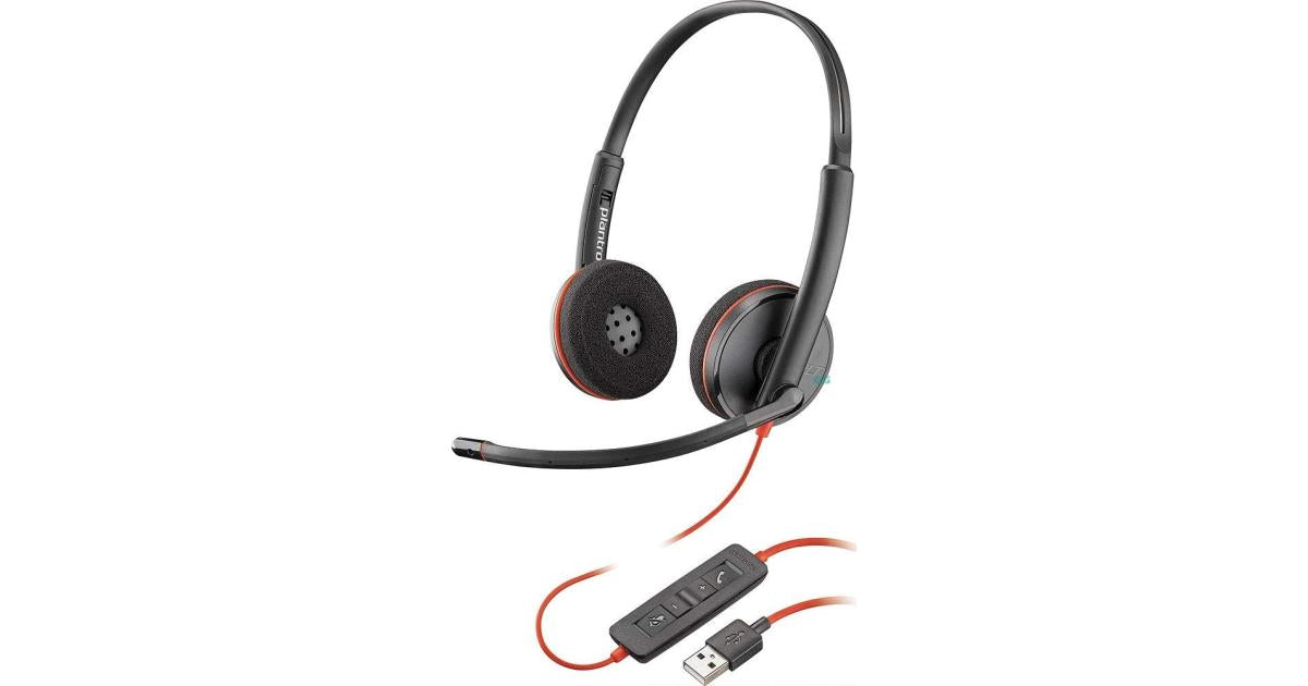 Poly Plantronics - Blackwire 3220 - Wired Dual-Ear (Stereo) Headset with Boom Mic - USB-A to connect to your PC and/or Mac