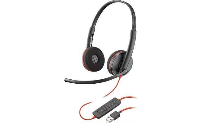 Poly Plantronics - Blackwire 3220 - Wired Dual-Ear (Stereo) Headset with Boom Mic - USB-A to connect to your PC and/or Mac