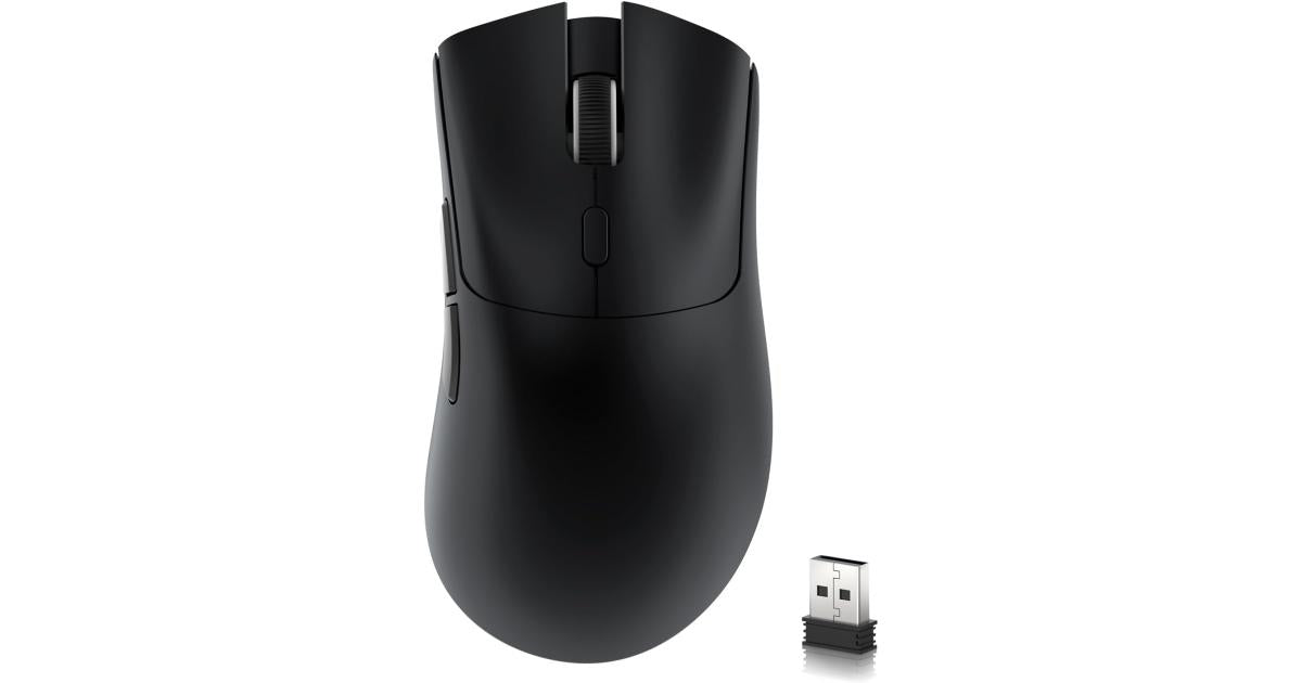 ATTACK SHARK R1 Wireless Gaming Mouse,Tri-Mode Connection (2.4G/Wired/BT5.2),55g Lightweight,18K DPI Optical Sensor,HUYU 20 Million Key Life,Ergonomic Design,for PC/Laptop/Win/Mac(Black)