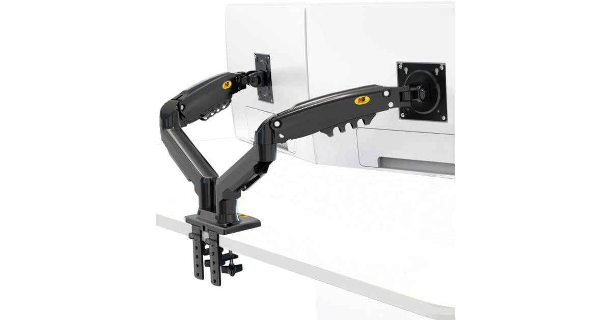 North Bayou (NB F160) Ergonomic Desk Mount Dual Monitor Arm, Up To 17-27" Size & 2-9kg Weight, Vesa 75mm x 75 mm To 100mm x 100mm Mounting Hole