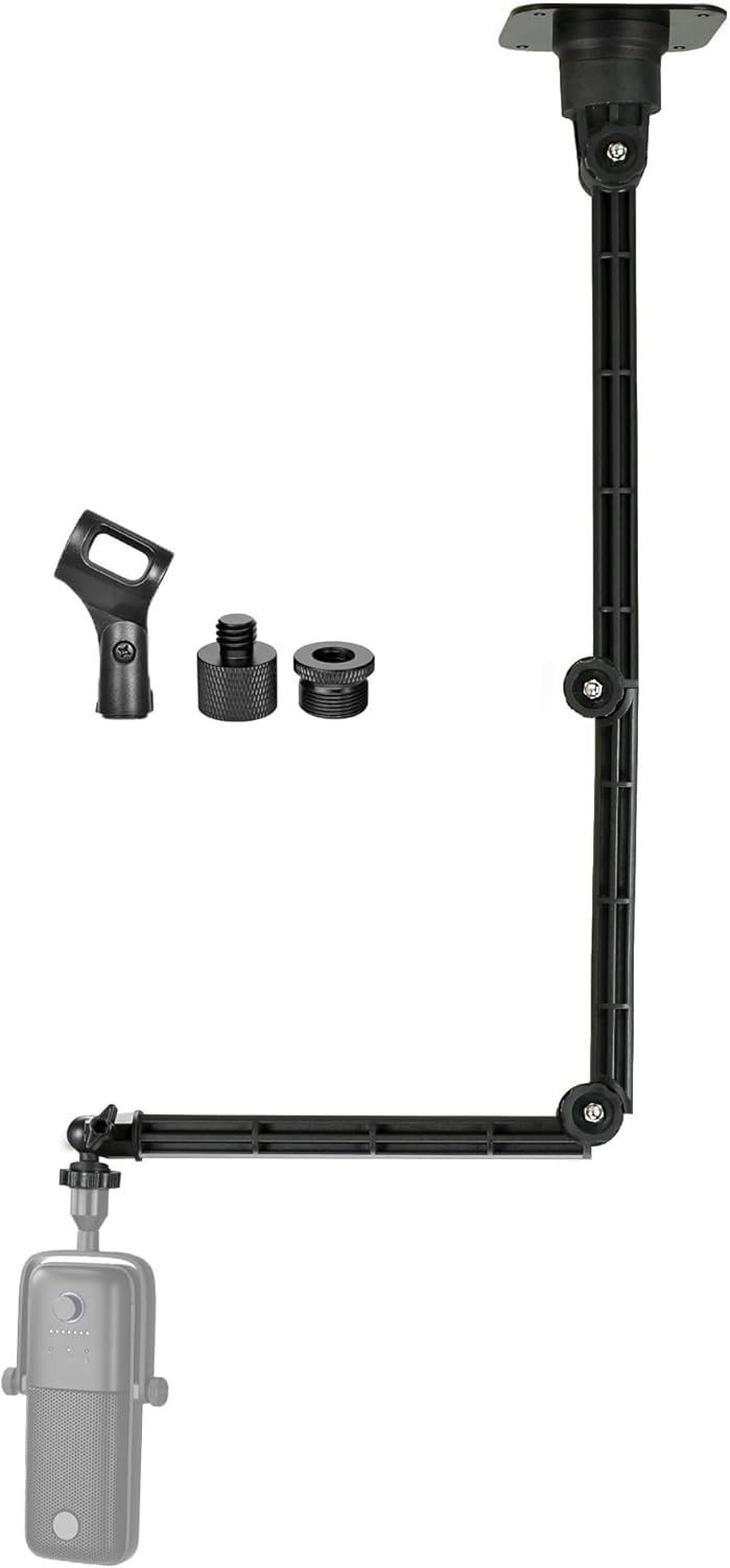 Wave 3 Wall Mount Stand,Microphone Folding Ceiling Rotating Holder Compatible with Elgato Wave 3 1 Microphone, Facecam Webcam, Key Light - 1/4-20 Thread