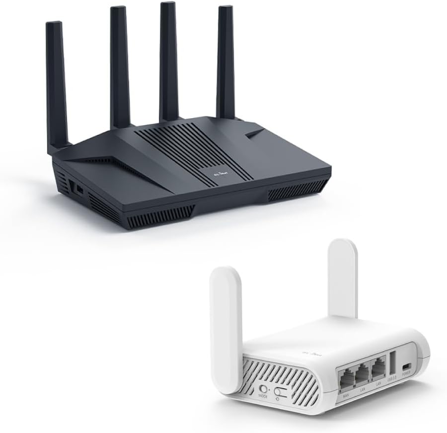 GL-MT6000 (Flint 2) WiFi 6 Router & GL.iNet GL-SFT1200 (Opal) Secure Travel WiFi Router