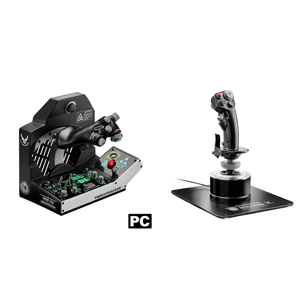 THRUSTMASTER Viper TQS Mission Pack: Metal Throttle Quadrant System & HOTAS Warthog Flight Stick for Flight Simulation, Official Replica of the U.S