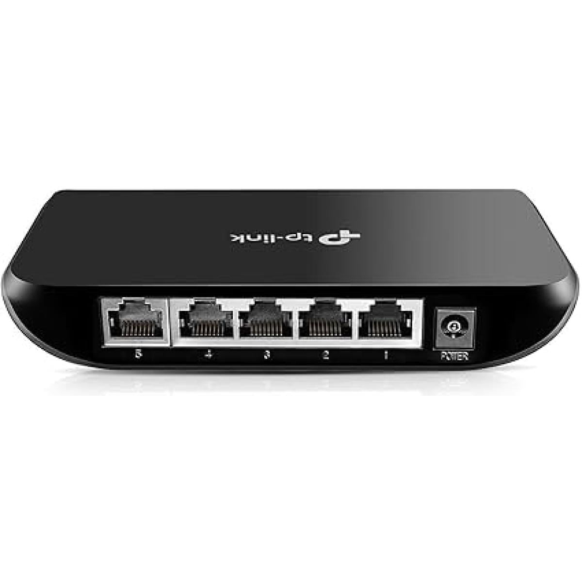 TP-Link 5 Port Gigabit Ethernet Network Switch | Plug and Play | Desktop or Wall-Mount | Plastic Case Ethernet Splitter | Fanless | Traffic Optimization | Unmanaged (TL-SG1005D),Black | TL-SG1005D | - CompuMe