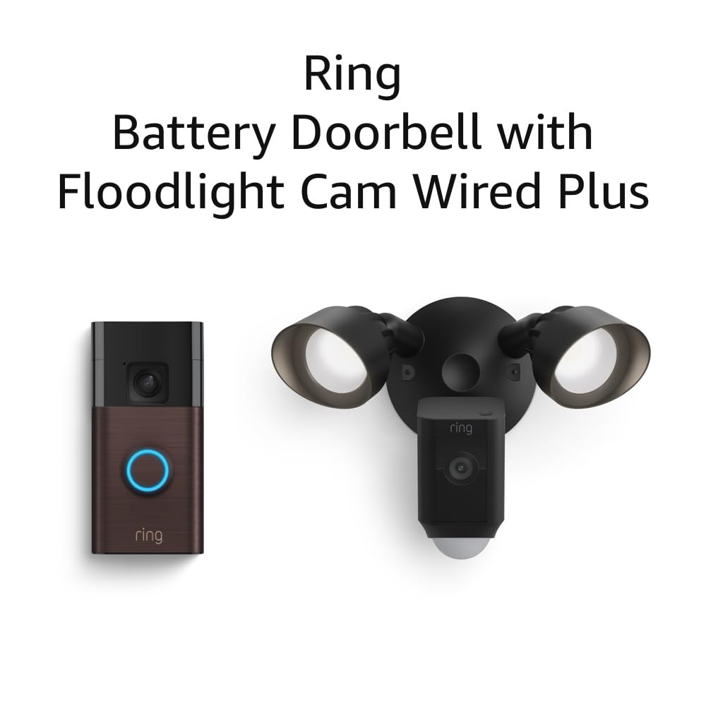 Battery Doorbell with Ring Floodlight Cam Wired Plus (Black)