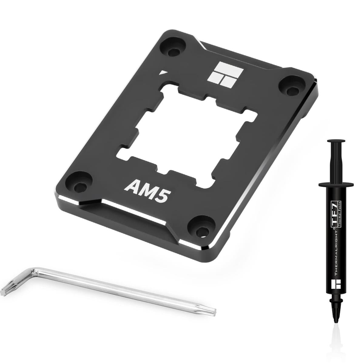 Thermalright AMD AM5 Aluminum Black Contact Frame CPU Socket Anti-Warp & Bend, Secure Frame, Temp Reduction (1-3) Degrees, Comes With Free TF7 (12.8 w/m.k) Thermal Paste Tube | AM5-CF Black | - CompuMe