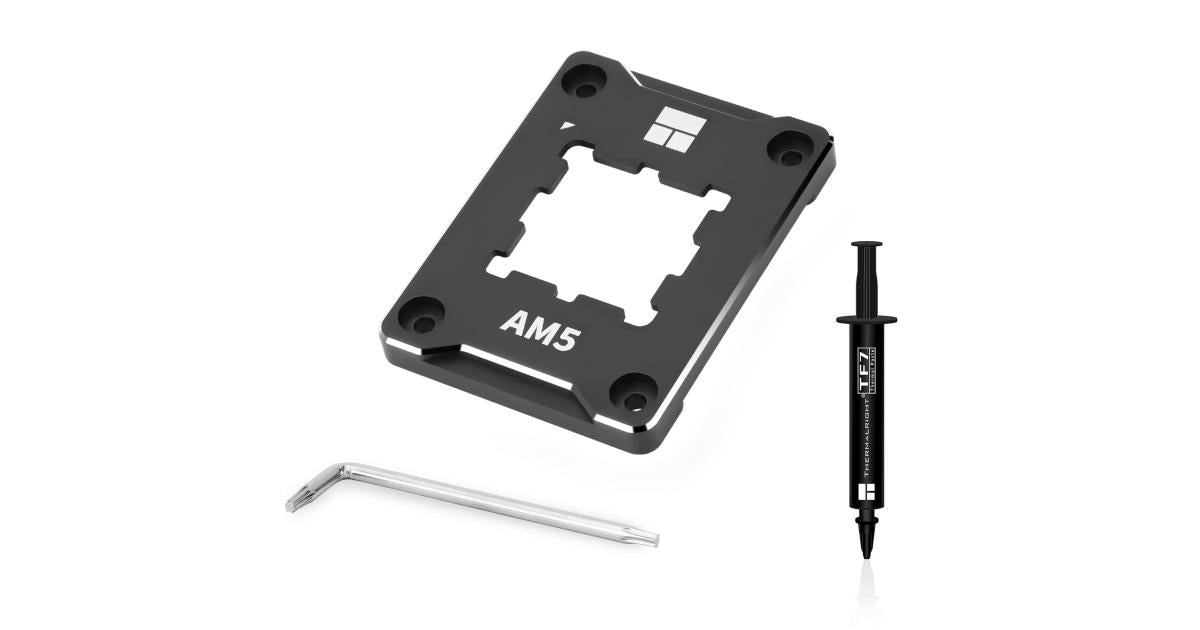 Thermalright AMD AM5 Aluminum Black Contact Frame CPU Socket Anti-Warp & Bend, Secure Frame, Temp Reduction (1-3) Degrees, Comes With Free TF7 (12.8 w/m.k) Thermal Paste Tube