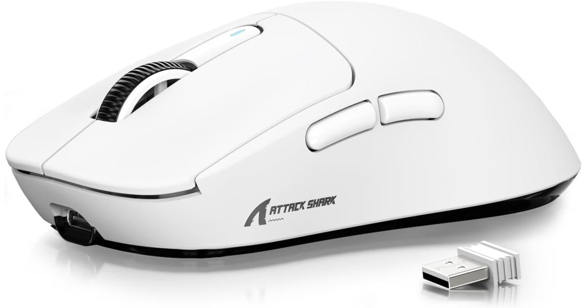 ATTACK SHARK X3 Wireless Gaming Mouse, 49g Ergonomic Computer Mouse, Triple Modes PAW3395 26K DPI Optical Sensor, 200h Battery Life, Programmable Buttons, Gaming Accessories for PC/Laptop/Mac (White)