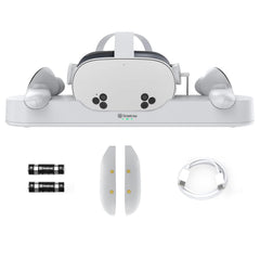 Charging Dock Compatible for Meta Quest 3S/Quest 3,Charge Controllers and Headset Simultaneously, VR Charging Station with LED Light, with 2 Rechargeable Controller Batteries(NO Adapter)